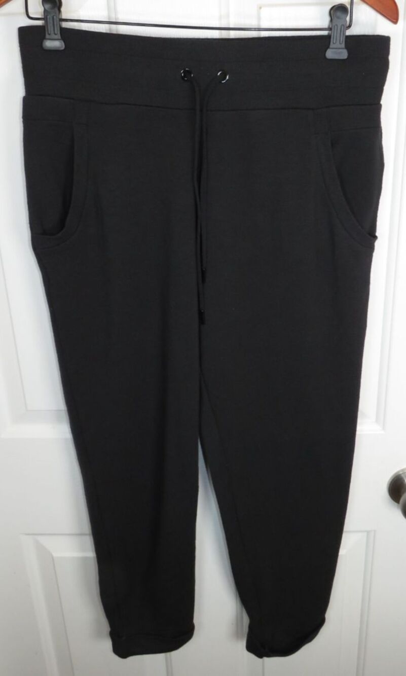 Athleta Women's Jogger Sweatpants Black Drawstring High Rise Size Small Cuffed